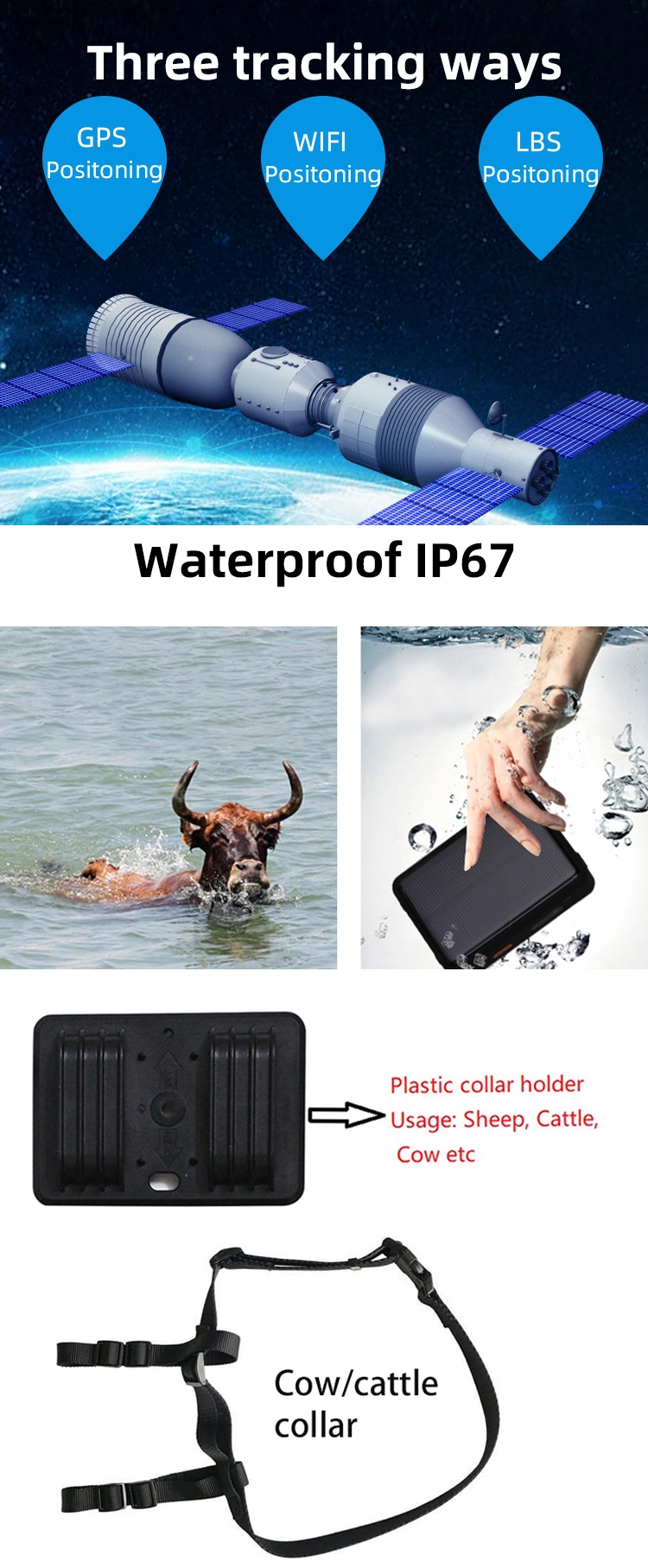 High Quality IP67 Waterproof 4G LTE Solar Charging GPS Tracker for Sheep Cow Cattle with 9000mAh Large Battery Capacity V44