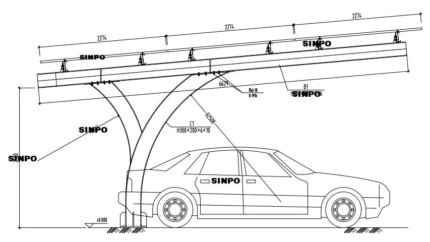 Galvanized Steel Solar Car Parking Mounting Structure Solar Carport System